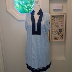 Navy and White Striped Sleeveless Dress